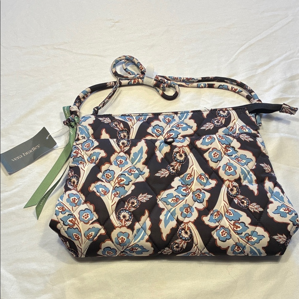 Vera Bradley NWT Original Hipster Light Blue Floral Quilted Crossbody Bag - Picture 4 of 16